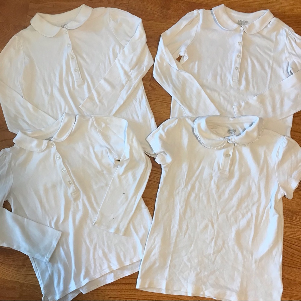 Land’s End White Peter Pan Collar Kids Top - Classic School Shirts